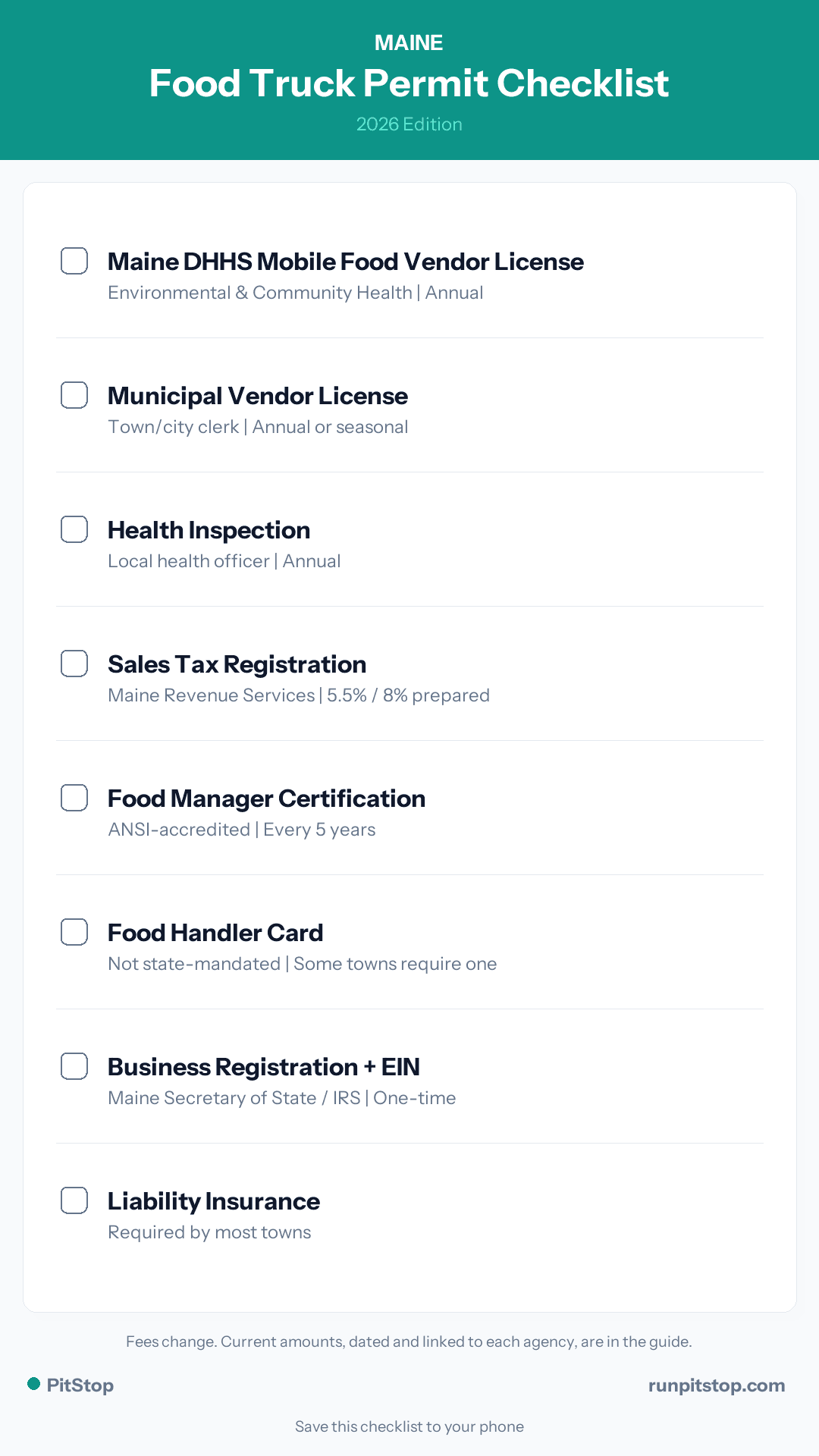 Maine Food Truck Permit Checklist - 2026