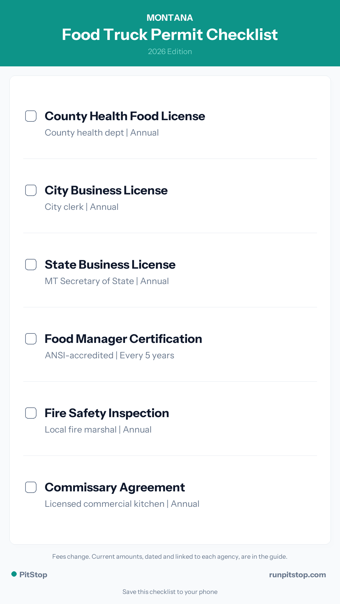 Montana Food Truck Permit Checklist - 2026