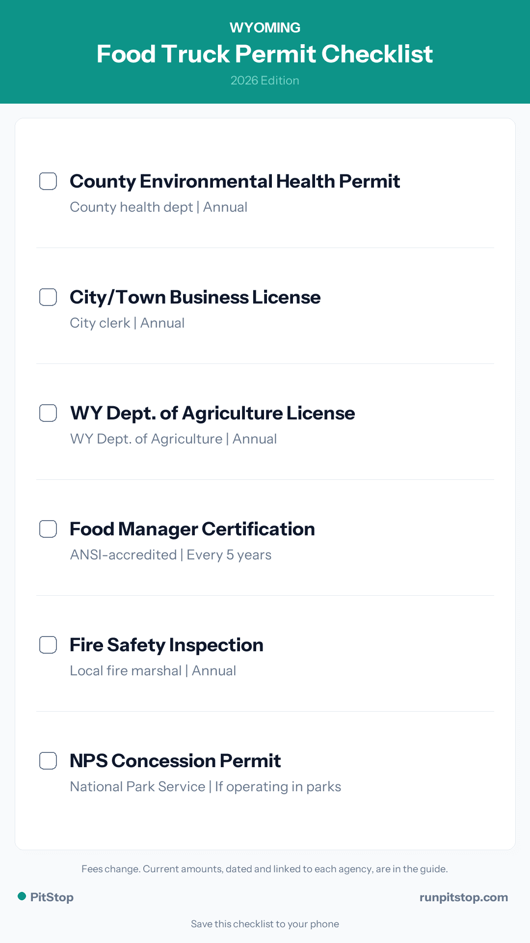 Wyoming Food Truck Permit Checklist - 2026