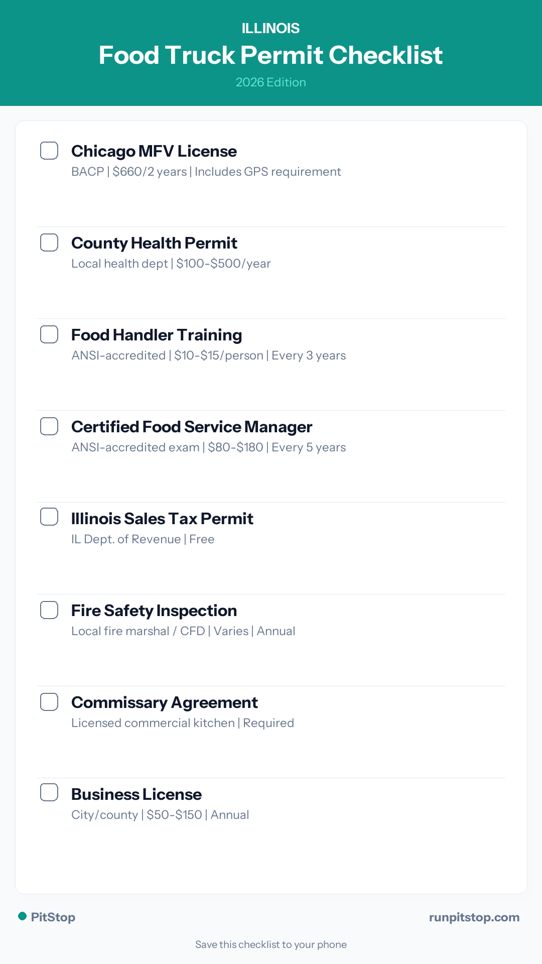 Illinois Food Truck Permit Checklist — 2026