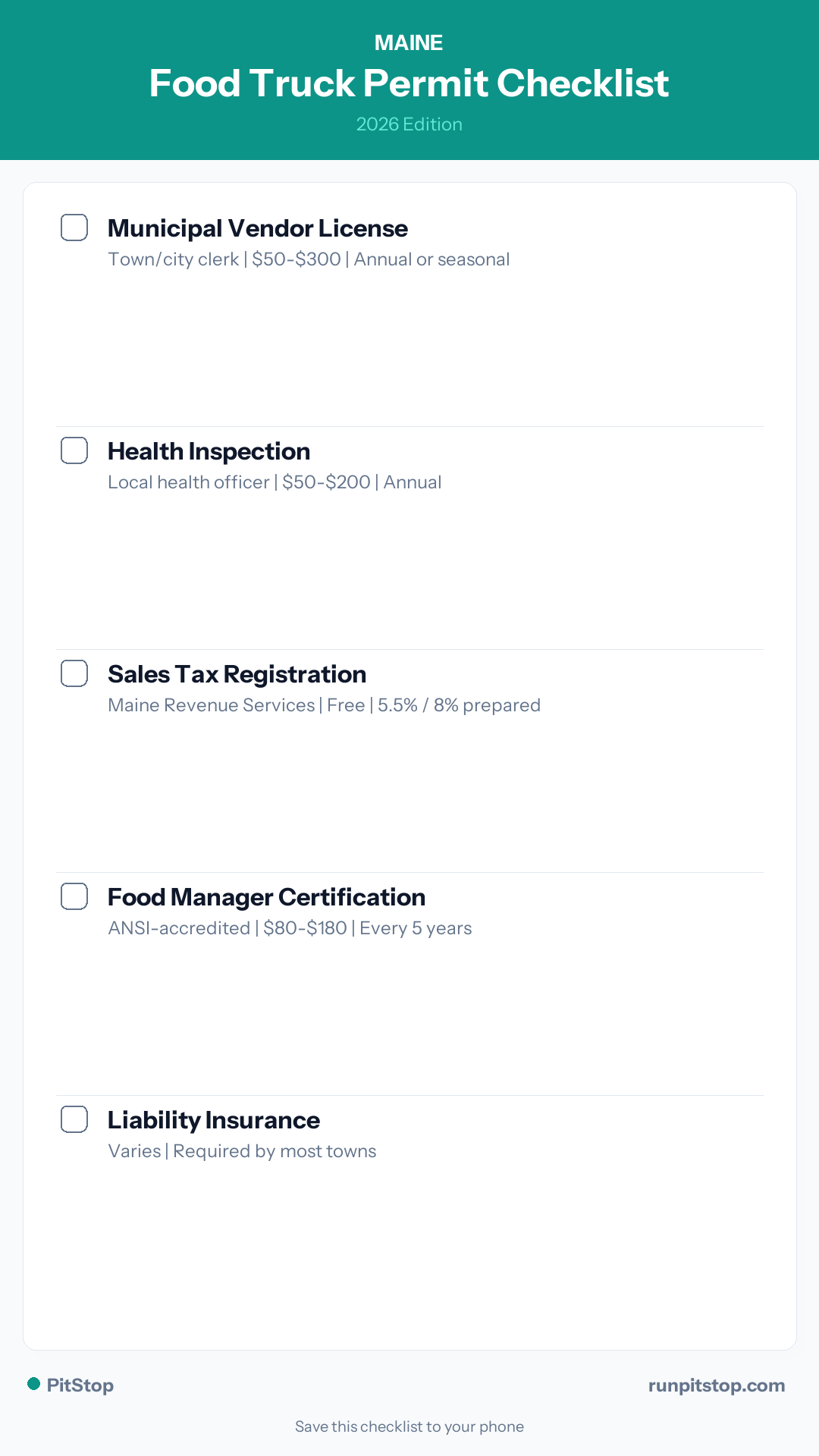 Maine Food Truck Permit Checklist — 2026